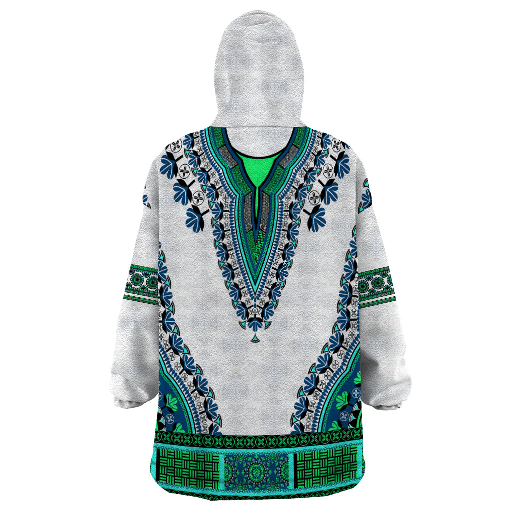 Africa Wearable Blanket Hoodie African Dashiki Royal Turquoise Version - Wonder Print Shop