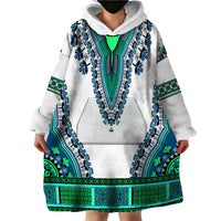 Africa Wearable Blanket Hoodie African Dashiki Royal Turquoise Version - Wonder Print Shop
