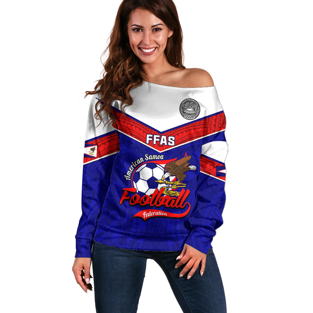American Samoa Football Off Shoulder Sweater Polynesian Sporty Style - Wonder Print Shop