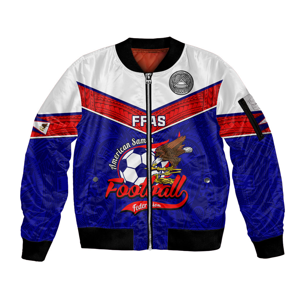 American Samoa Football Sleeve Zip Bomber Jacket Polynesian Sporty Style - Wonder Print Shop