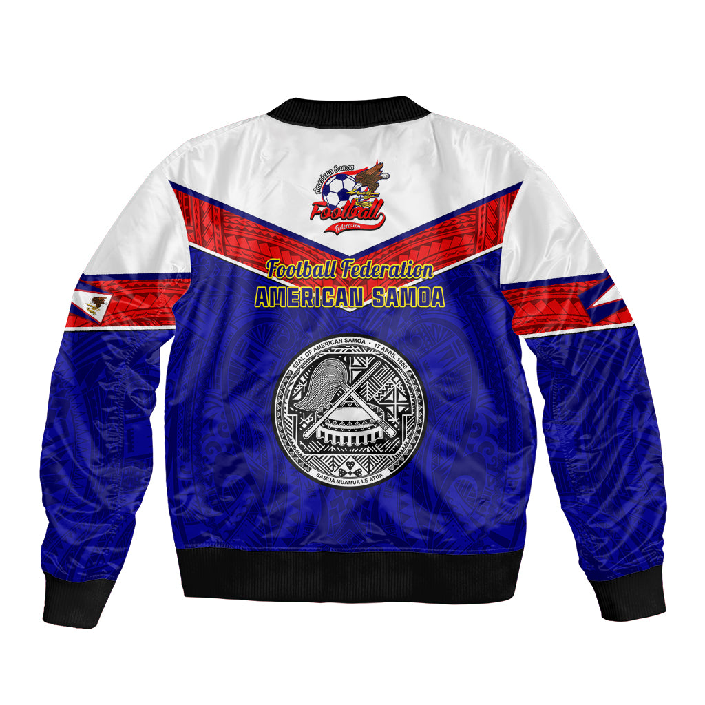 American Samoa Football Sleeve Zip Bomber Jacket Polynesian Sporty Style - Wonder Print Shop