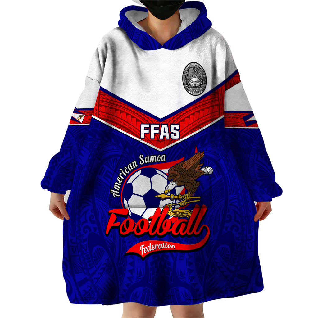 American Samoa Football Wearable Blanket Hoodie Polynesian Sporty Style - Wonder Print Shop