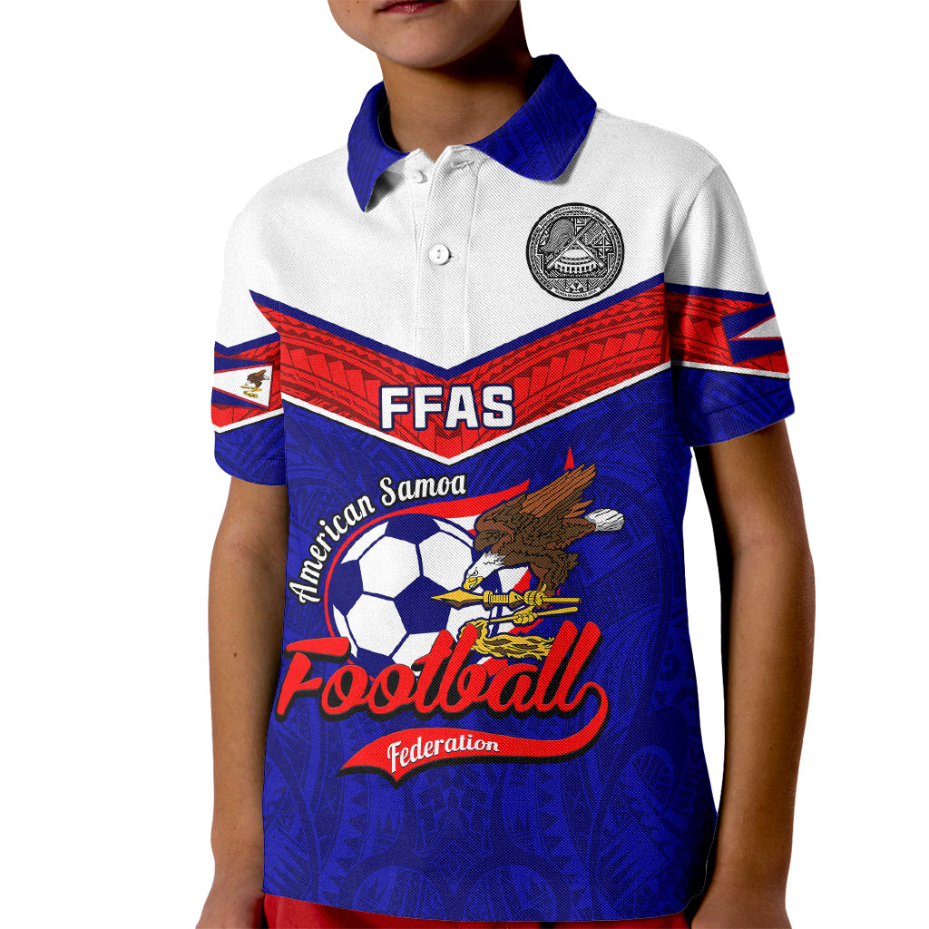 Personalised American Samoa Football Kid Polo Shirt Polynesian Sporty Style - Wonder Print Shop