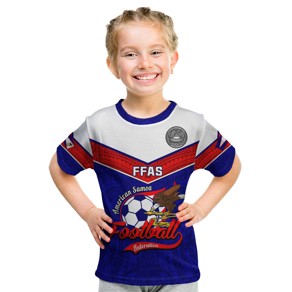 Personalised American Samoa Football Kid T Shirt Polynesian Sporty Style - Wonder Print Shop