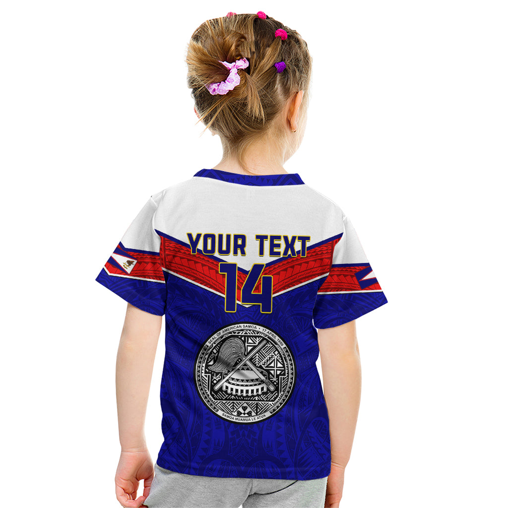 Personalised American Samoa Football Kid T Shirt Polynesian Sporty Style - Wonder Print Shop