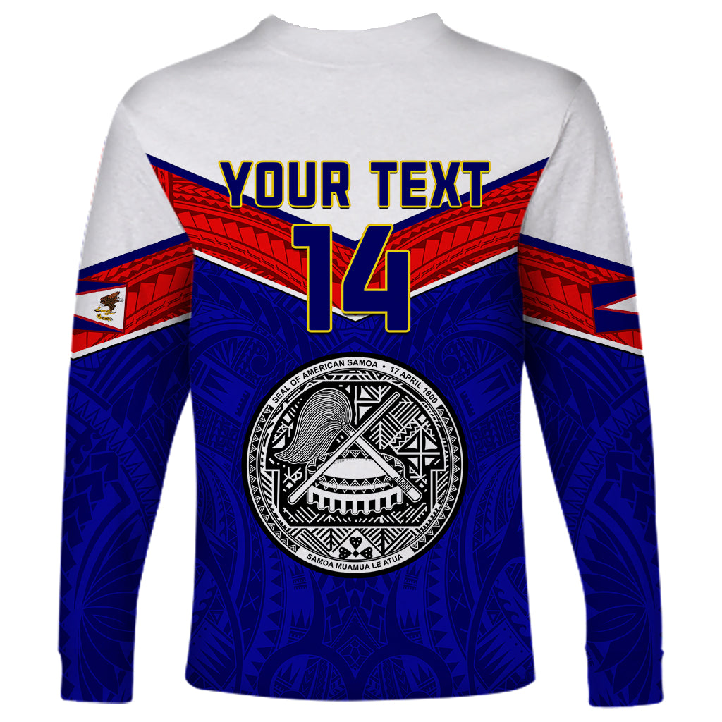 Personalised American Samoa Football Long Sleeve Shirt Polynesian Sporty Style - Wonder Print Shop