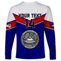 Personalised American Samoa Football Long Sleeve Shirt Polynesian Sporty Style - Wonder Print Shop