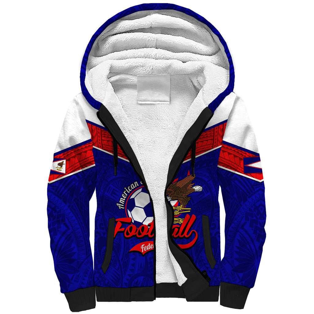 Personalised American Samoa Football Sherpa Hoodie Polynesian Sporty Style - Wonder Print Shop