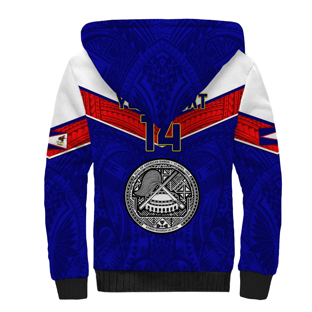 Personalised American Samoa Football Sherpa Hoodie Polynesian Sporty Style - Wonder Print Shop
