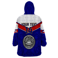 Personalised American Samoa Football Wearable Blanket Hoodie Polynesian Sporty Style - Wonder Print Shop
