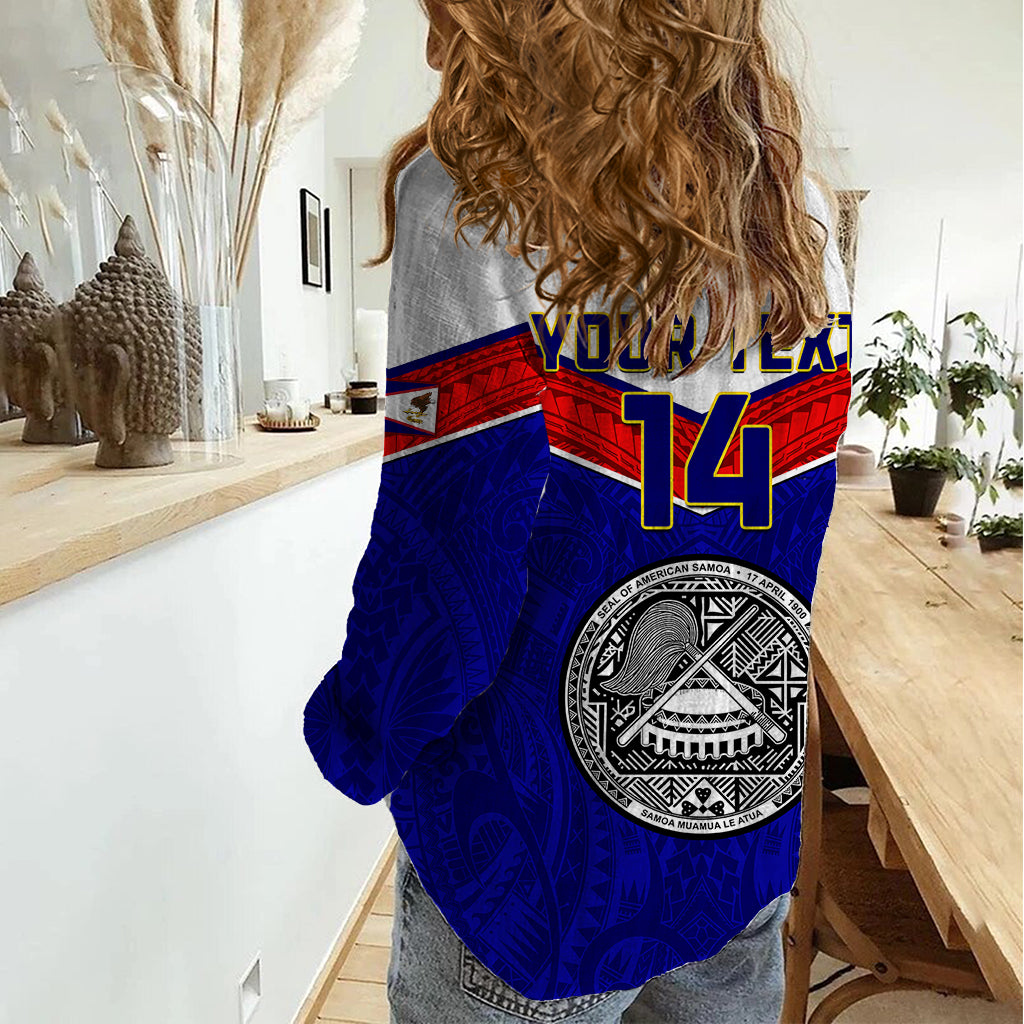 Personalised American Samoa Football Women Casual Shirt Polynesian Sporty Style - Wonder Print Shop