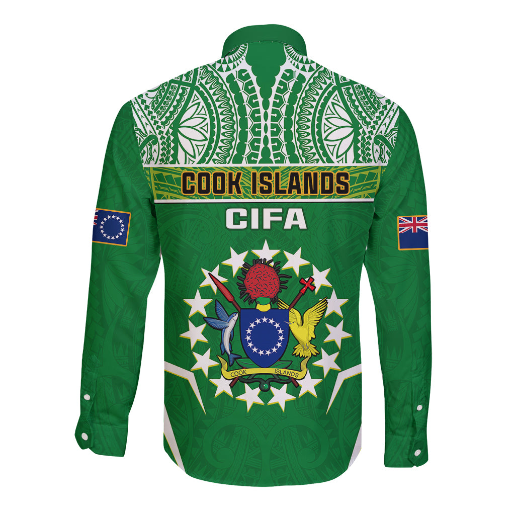 Cook Islands Football Long Sleeve Button Shirt Go Kuki Airani Polynesian Sporty Style - Wonder Print Shop