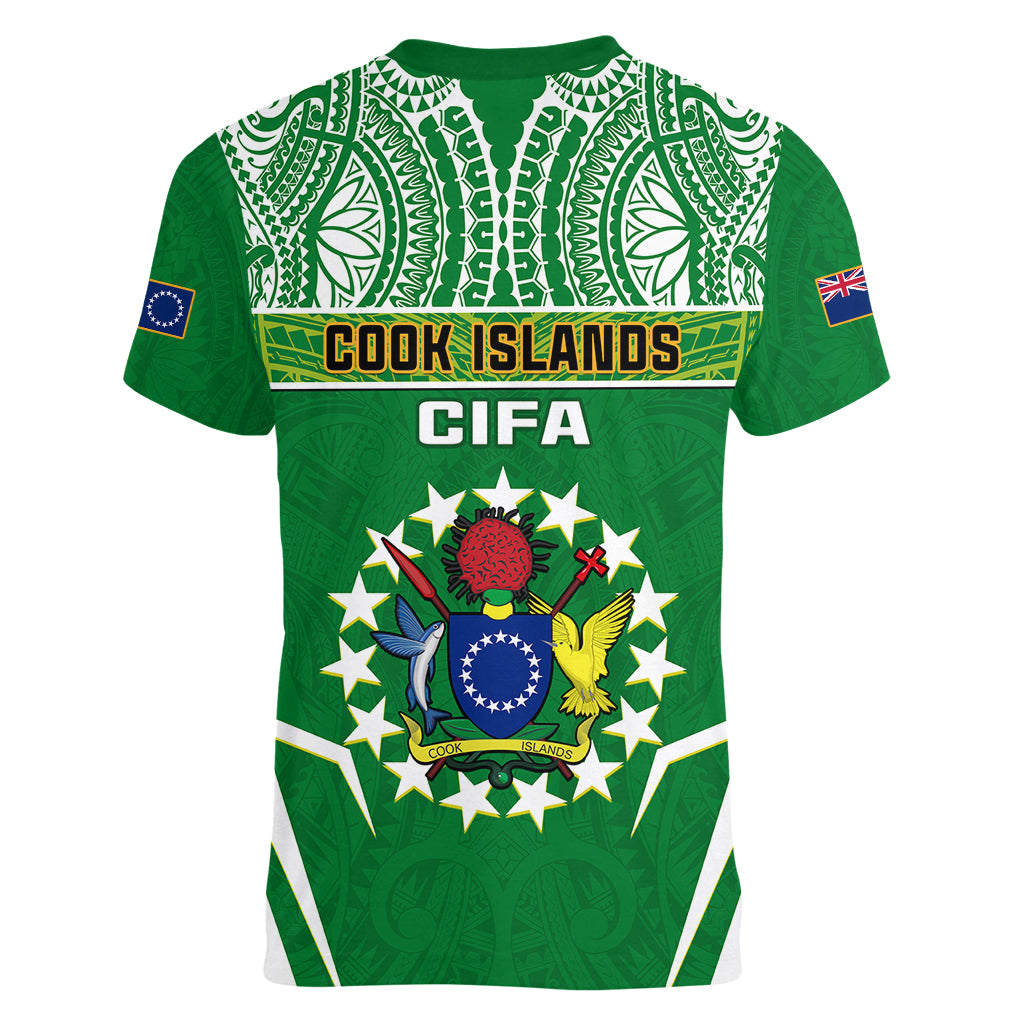 Cook Islands Football Women V Neck T Shirt Go Kuki Airani Polynesian Sporty Style - Wonder Print Shop