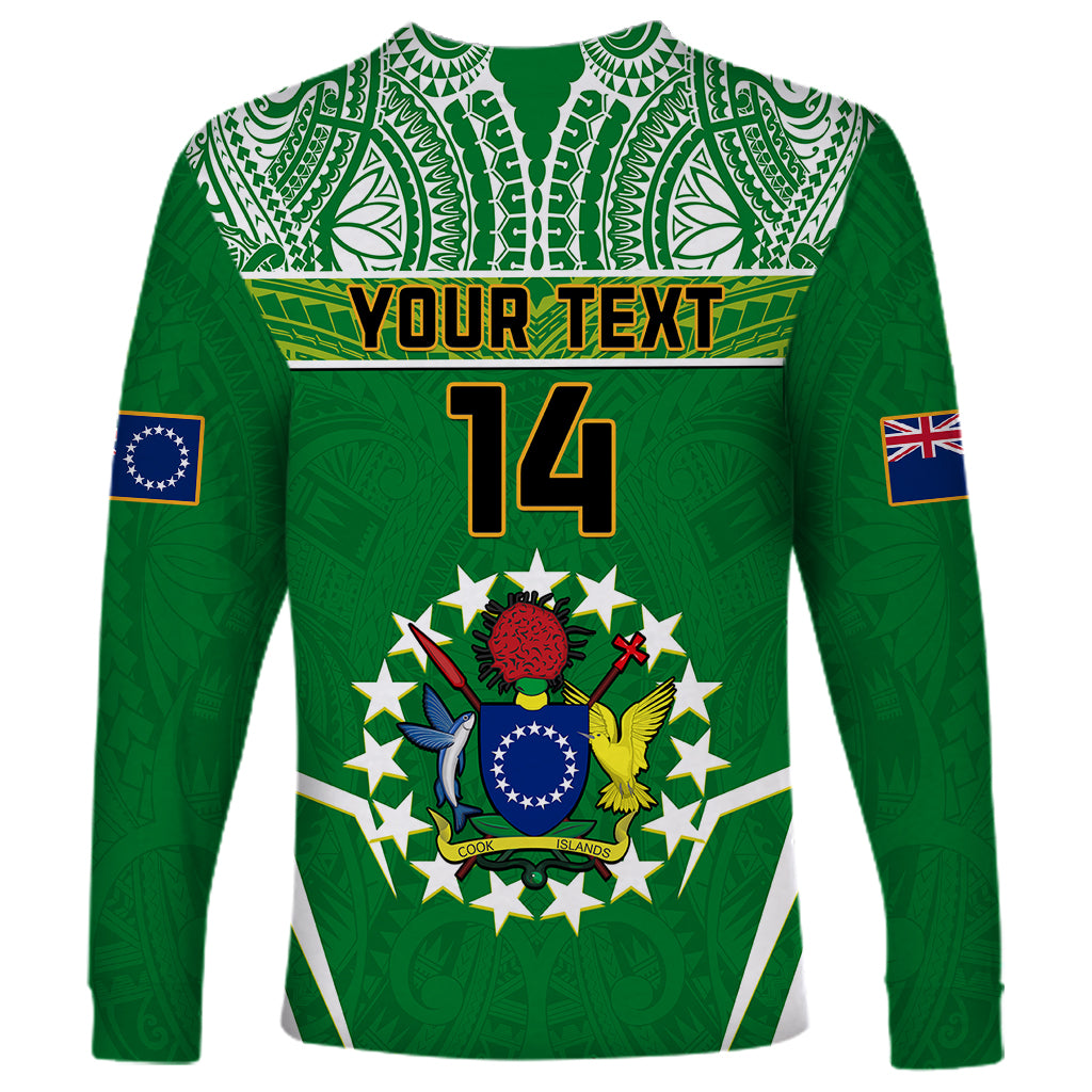 Personalised Cook Islands Football Long Sleeve Shirt Go Kuki Airani Polynesian Sporty Style - Wonder Print Shop