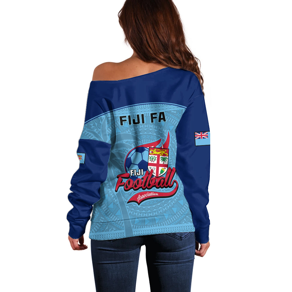 Fiji Football Off Shoulder Sweater Fijian Tapa Pattern Sporty Style - Wonder Print Shop