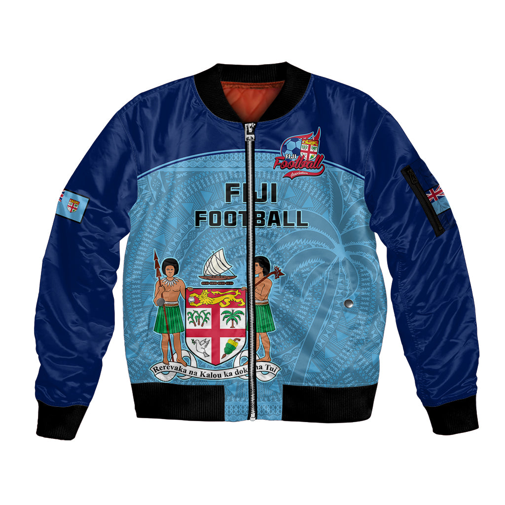 Fiji Football Sleeve Zip Bomber Jacket Fijian Tapa Pattern Sporty Style - Wonder Print Shop