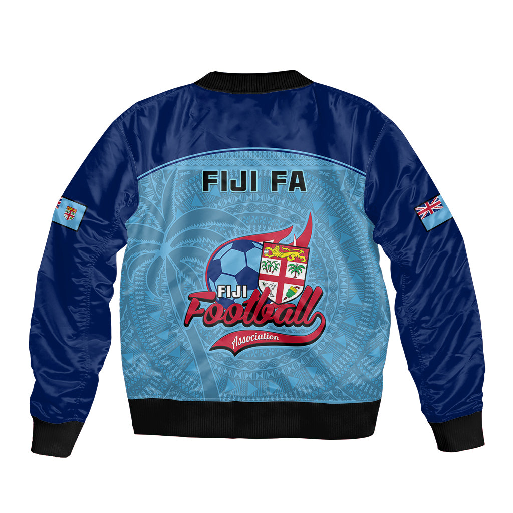 Fiji Football Sleeve Zip Bomber Jacket Fijian Tapa Pattern Sporty Style - Wonder Print Shop