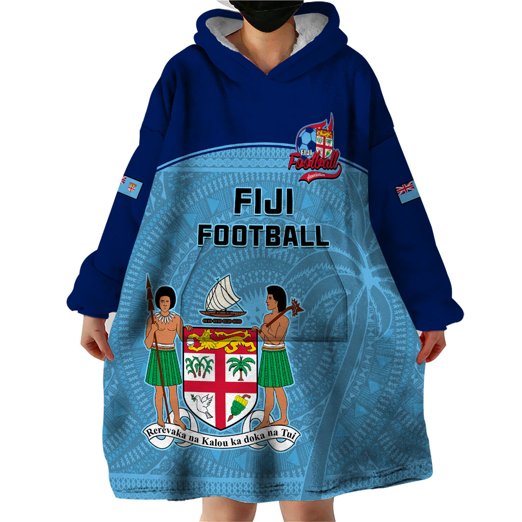 Fiji Football Wearable Blanket Hoodie Fijian Tapa Pattern Sporty Style - Wonder Print Shop