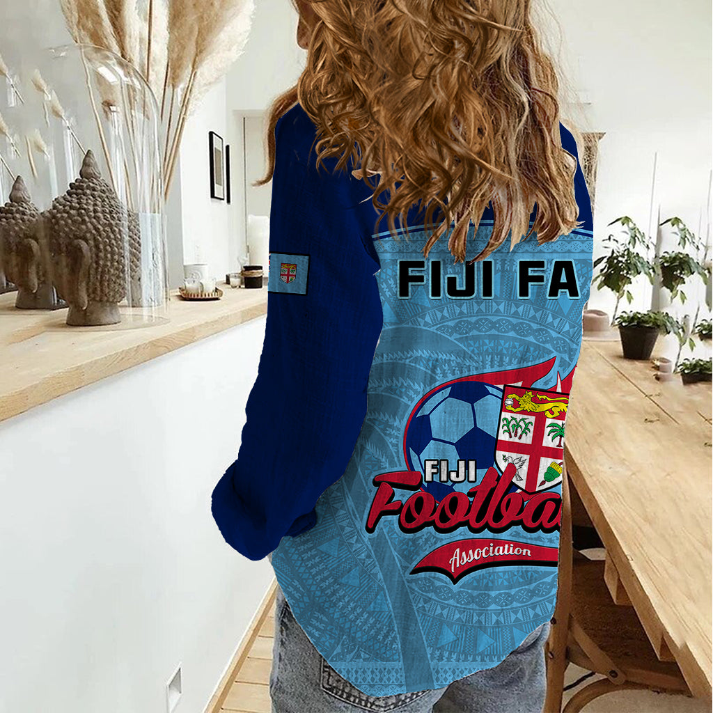 Fiji Football Women Casual Shirt Fijian Tapa Pattern Sporty Style - Wonder Print Shop