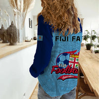 Fiji Football Women Casual Shirt Fijian Tapa Pattern Sporty Style - Wonder Print Shop
