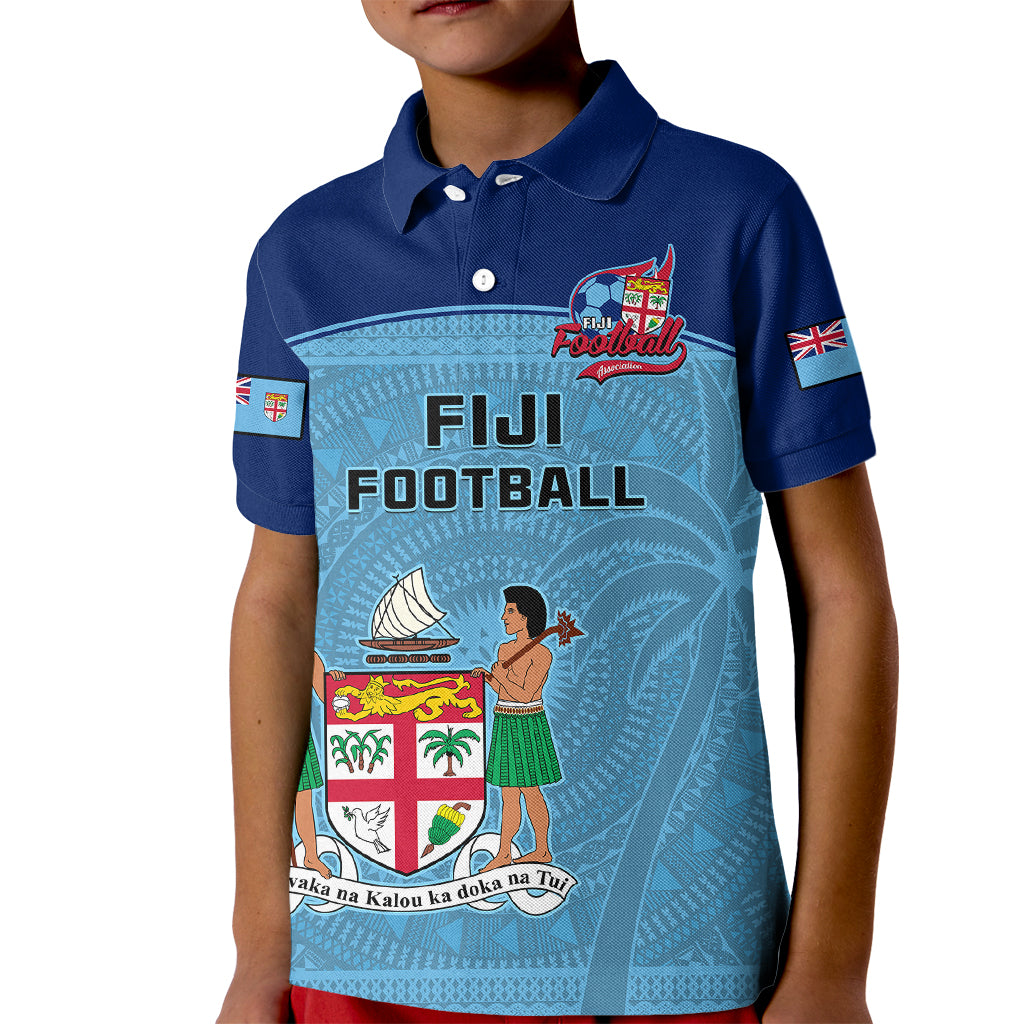 Personalised Fiji Football Kid Polo Shirt Fijian Tapa Pattern Sporty Style - Wonder Print Shop