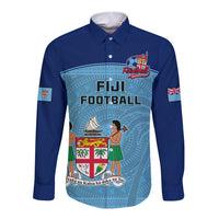 Personalised Fiji Football Long Sleeve Button Shirt Fijian Tapa Pattern Sporty Style - Wonder Print Shop
