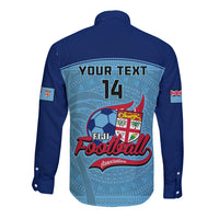 Personalised Fiji Football Long Sleeve Button Shirt Fijian Tapa Pattern Sporty Style - Wonder Print Shop