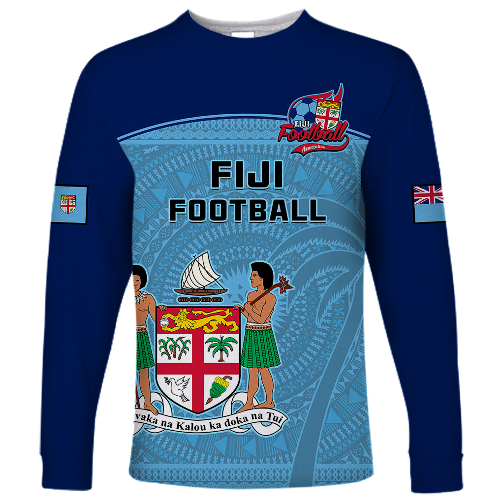 Personalised Fiji Football Long Sleeve Shirt Fijian Tapa Pattern Sporty Style - Wonder Print Shop