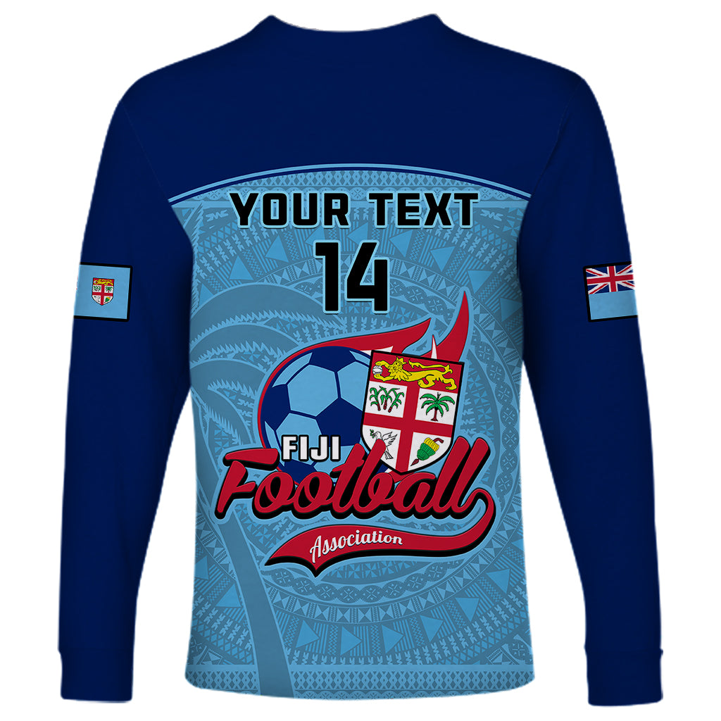 Personalised Fiji Football Long Sleeve Shirt Fijian Tapa Pattern Sporty Style - Wonder Print Shop
