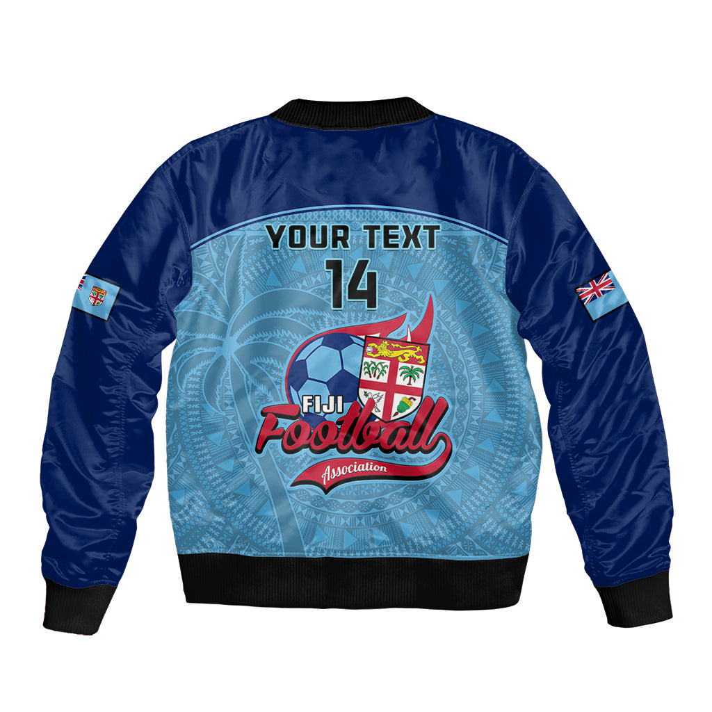 Personalised Fiji Football Sleeve Zip Bomber Jacket Fijian Tapa Pattern Sporty Style - Wonder Print Shop