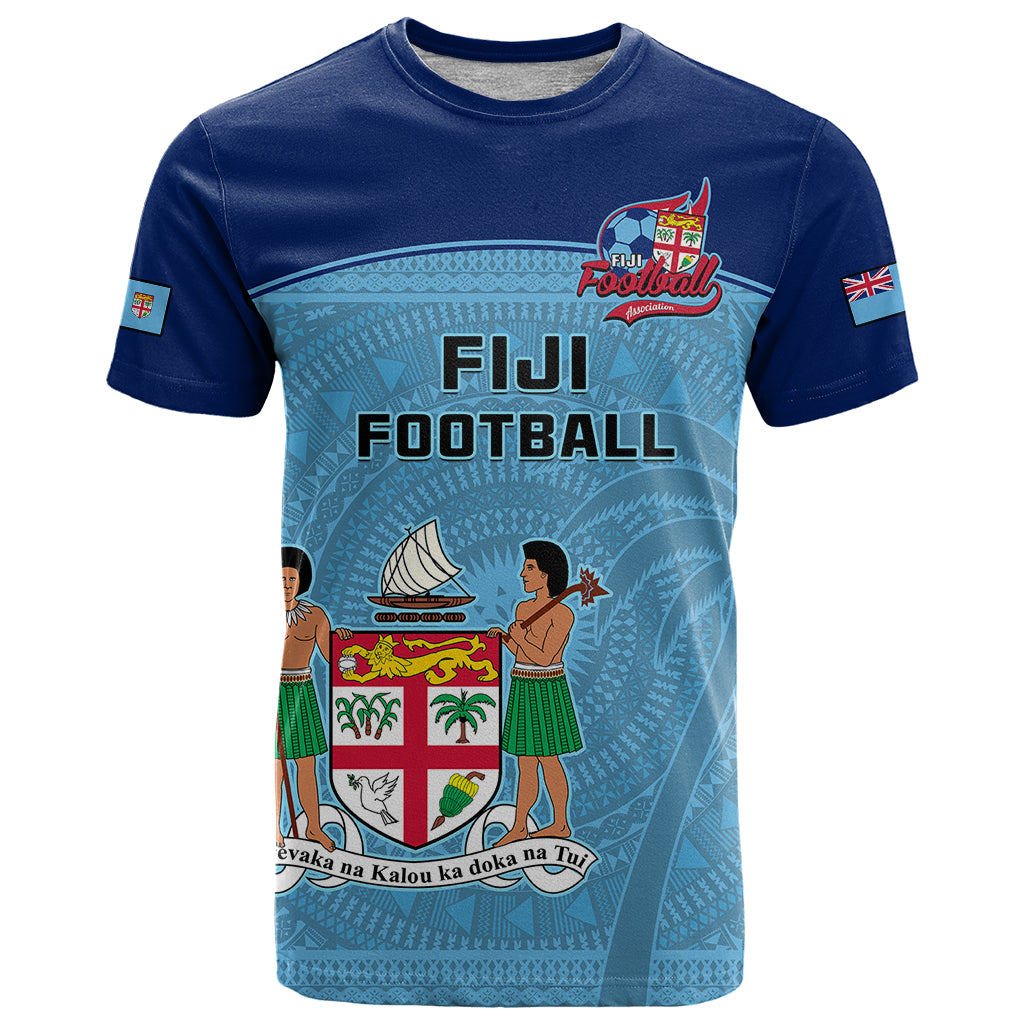 Personalised Fiji Football T Shirt Fijian Tapa Pattern Sporty Style - Wonder Print Shop