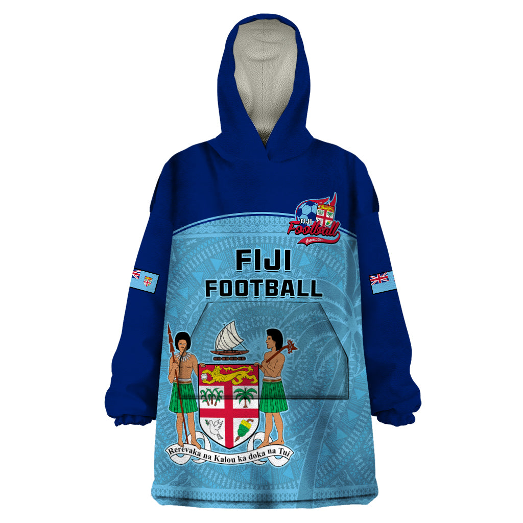 Personalised Fiji Football Wearable Blanket Hoodie Fijian Tapa Pattern Sporty Style - Wonder Print Shop