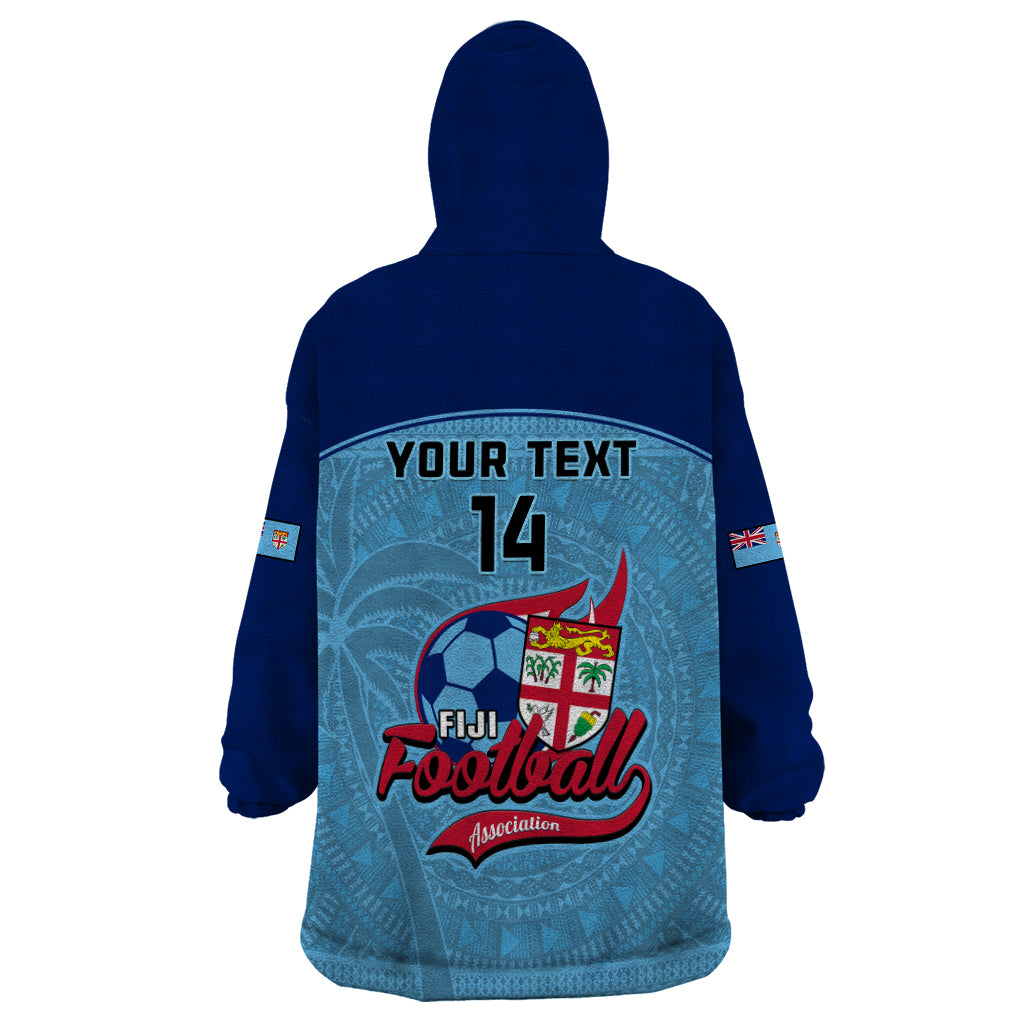 Personalised Fiji Football Wearable Blanket Hoodie Fijian Tapa Pattern Sporty Style - Wonder Print Shop