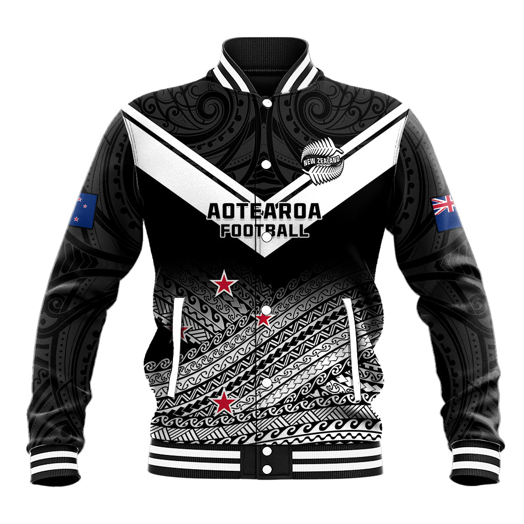 Aotearoa Football Baseball Jacket Go New Zealand Maori Fern Pattern - Wonder Print Shop