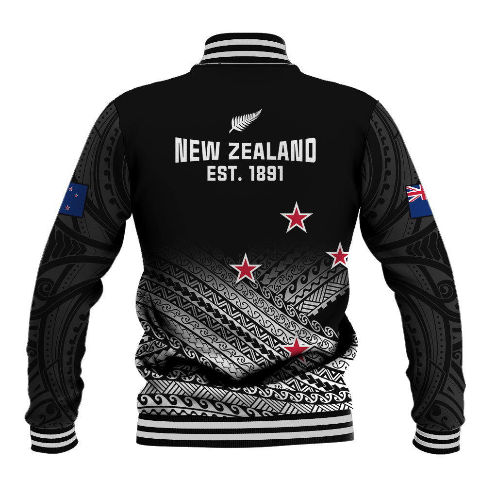 Aotearoa Football Baseball Jacket Go New Zealand Maori Fern Pattern - Wonder Print Shop