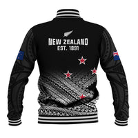 Aotearoa Football Baseball Jacket Go New Zealand Maori Fern Pattern - Wonder Print Shop