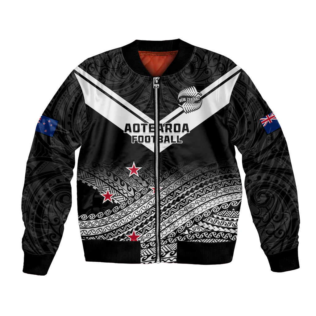 Aotearoa Football Bomber Jacket Go New Zealand Maori Fern Pattern - Wonder Print Shop