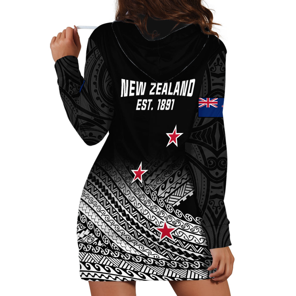 Aotearoa Football Hoodie Dress Go New Zealand Maori Fern Pattern - Wonder Print Shop