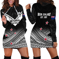 Aotearoa Football Hoodie Dress Go New Zealand Maori Fern Pattern - Wonder Print Shop