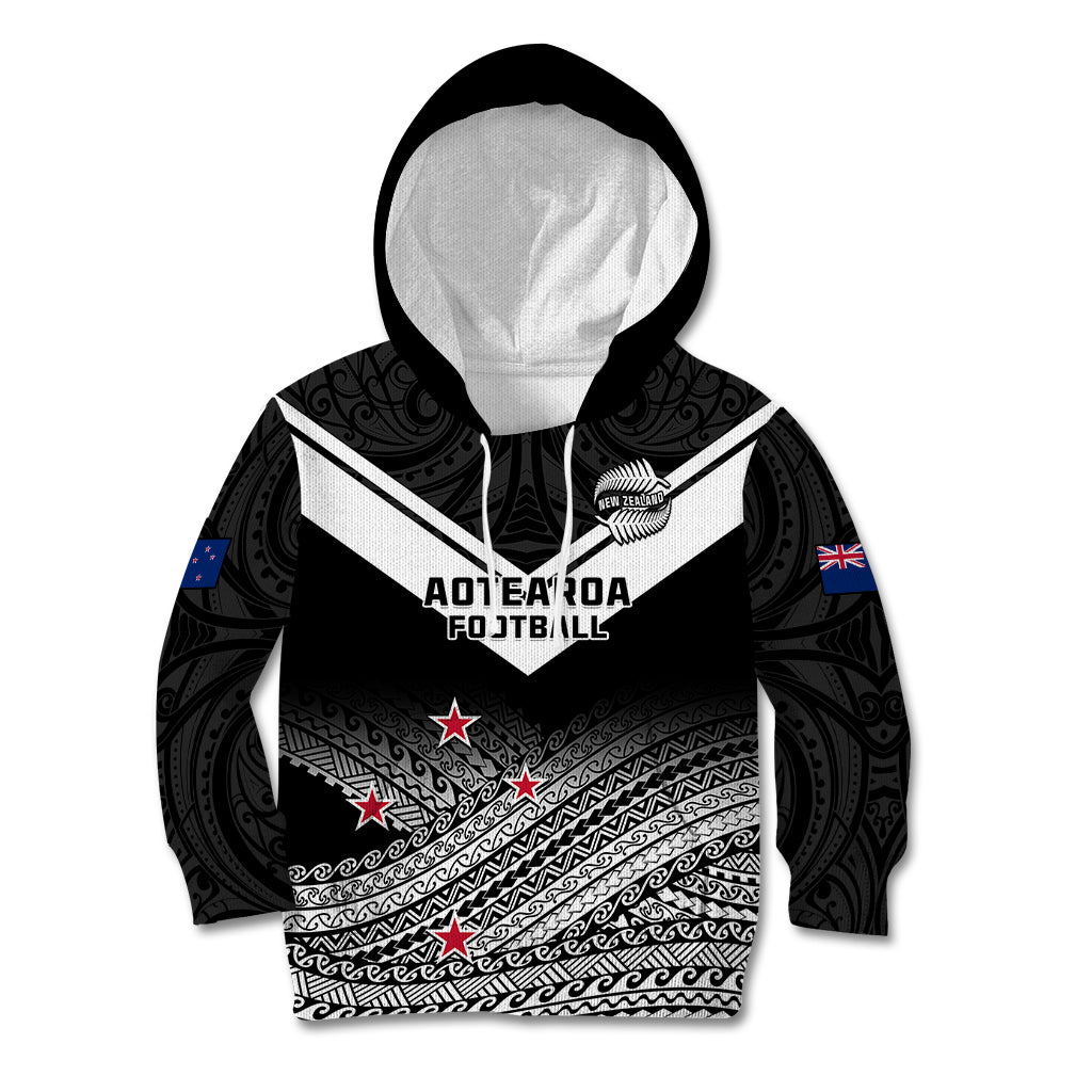 Aotearoa Football Kid Hoodie Go New Zealand Maori Fern Pattern - Wonder Print Shop