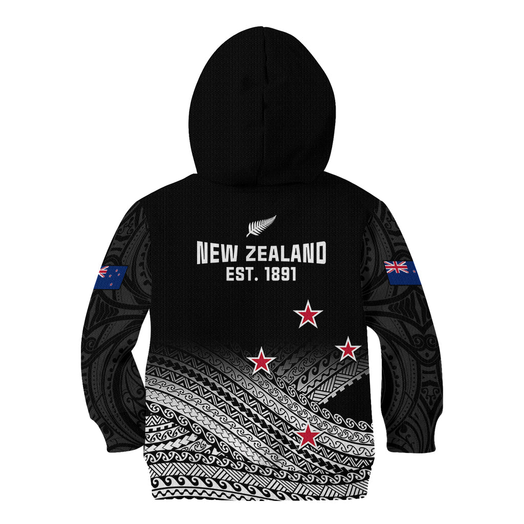 Aotearoa Football Kid Hoodie Go New Zealand Maori Fern Pattern - Wonder Print Shop