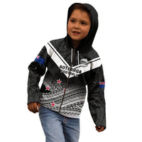Aotearoa Football Kid Hoodie Go New Zealand Maori Fern Pattern - Wonder Print Shop