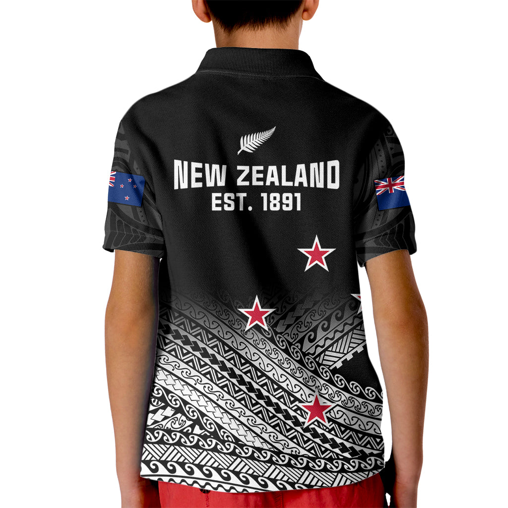 Aotearoa Football Kid Polo Shirt Go New Zealand Maori Fern Pattern - Wonder Print Shop