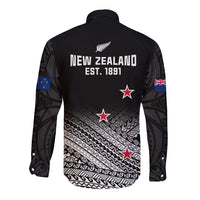 Aotearoa Football Long Sleeve Button Shirt Go New Zealand Maori Fern Pattern - Wonder Print Shop