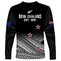 Aotearoa Football Long Sleeve Shirt Go New Zealand Maori Fern Pattern - Wonder Print Shop