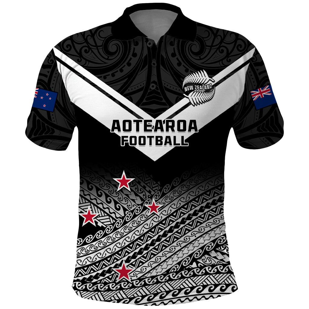 Aotearoa Football Polo Shirt Go New Zealand Maori Fern Pattern - Wonder Print Shop