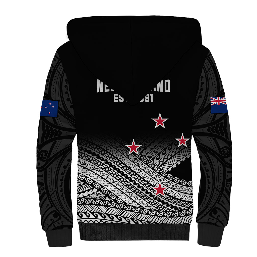 Aotearoa Football Sherpa Hoodie Go New Zealand Maori Fern Pattern - Wonder Print Shop