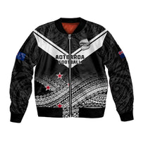 Aotearoa Football Sleeve Zip Bomber Jacket Go New Zealand Maori Fern Pattern - Wonder Print Shop