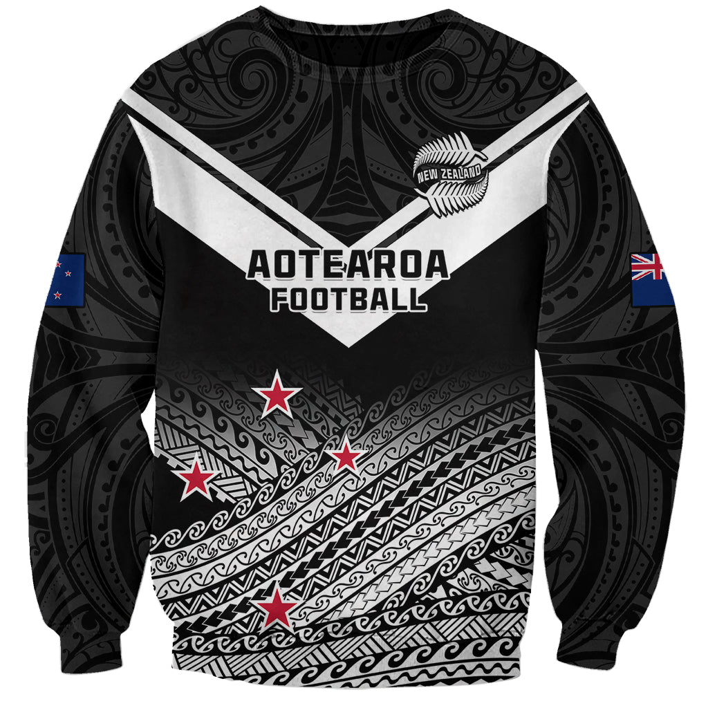 Aotearoa Football Sweatshirt Go New Zealand Maori Fern Pattern - Wonder Print Shop