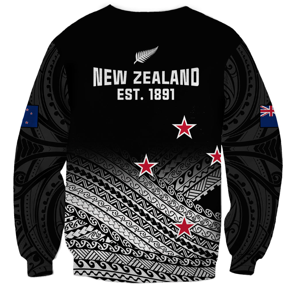 Aotearoa Football Sweatshirt Go New Zealand Maori Fern Pattern - Wonder Print Shop